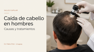 Imagen ilustrativa generada con IA de una evaluación de caída de cabello en un hombre